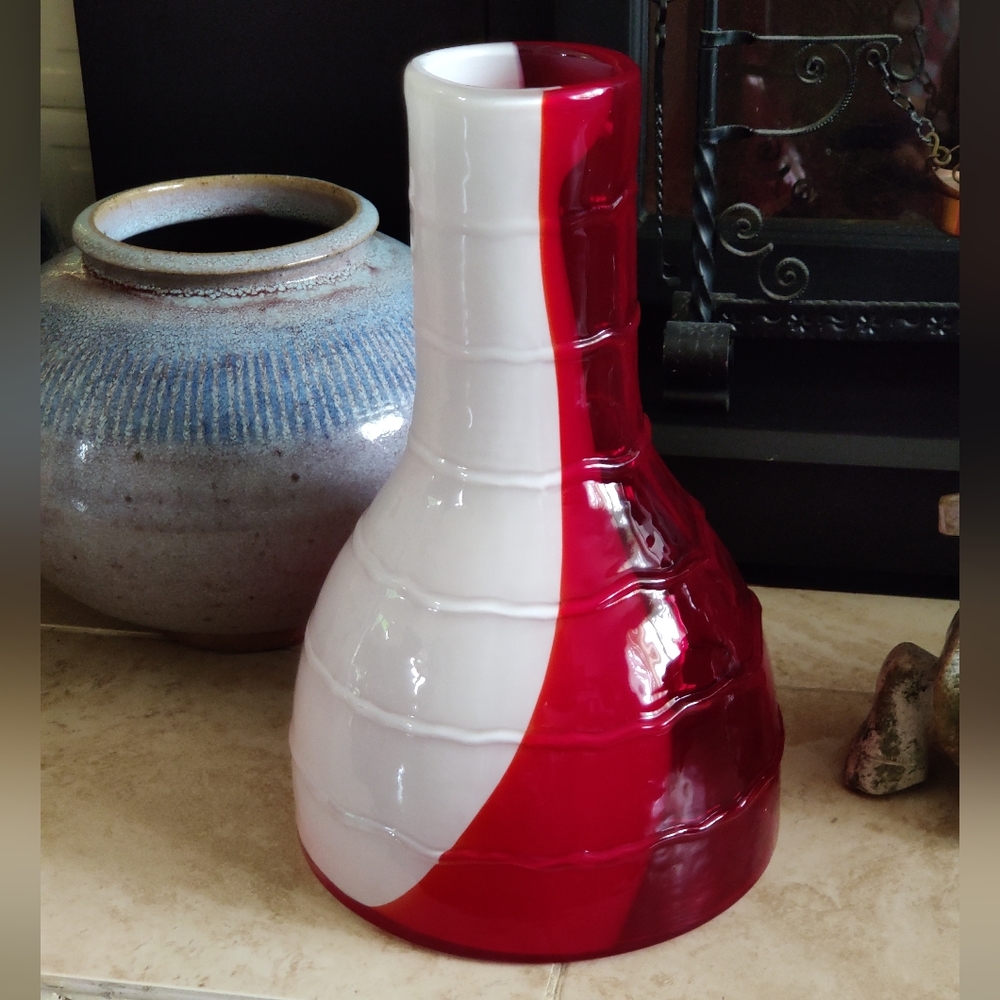 Large Tricolor Italian Art Glass Vase Carlo Moretti Style Mid-century Modern